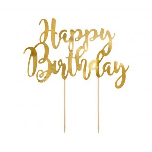 Gold Happy Birthday Cake Topper